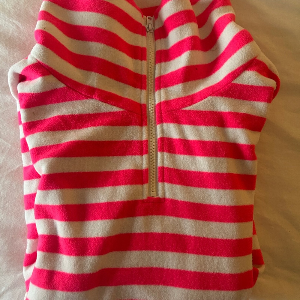 Dudley Stephens neon pink and white striped Turtleneck Fleece